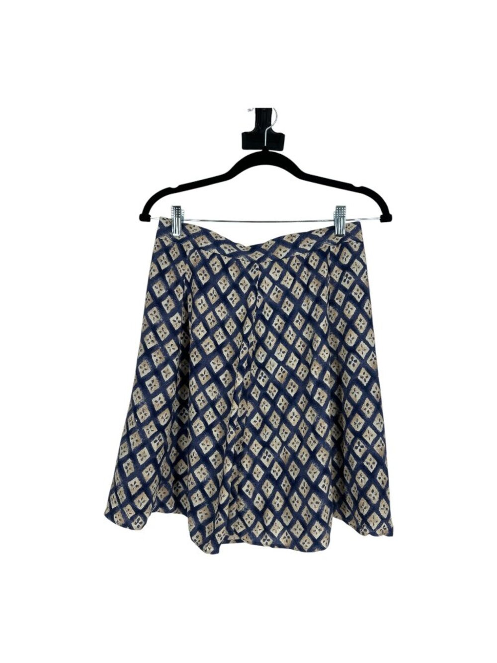 Vintage Apertif Geometric Skirt 10 Blue Cream Rayon Diamond A Line 90s Retro